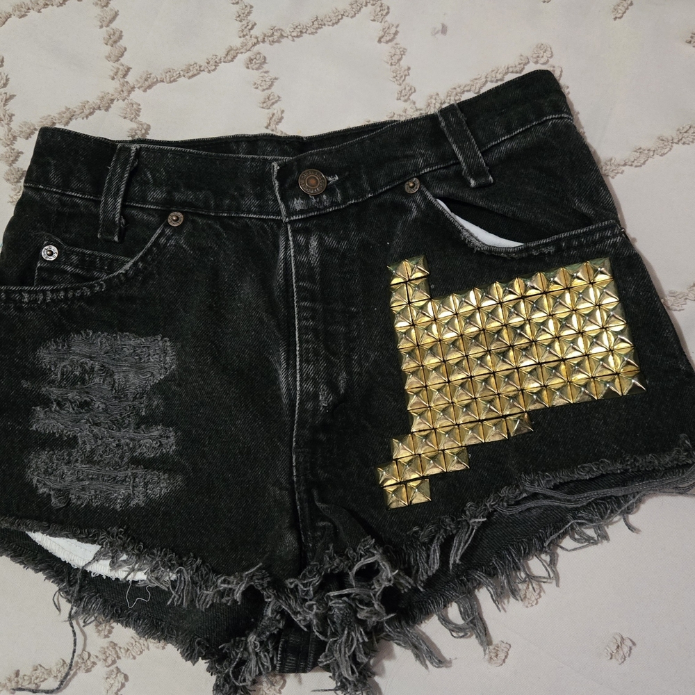 Levi's Black Jean Shorts with Gold Accents